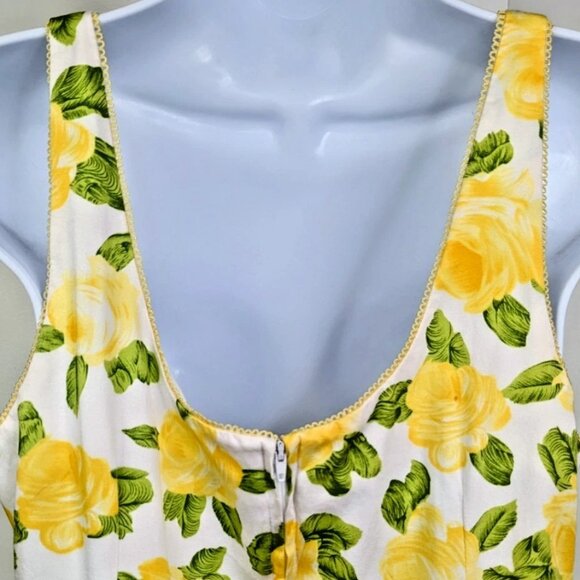 B. Smart Fit & Flare Dress Yellow Rose Sz 11/12 Sleeveless Scoop Neck Scalloped - Picture 9 of 12